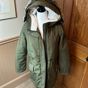 Roots Army Green Winter Parka w/Removable Fur - L